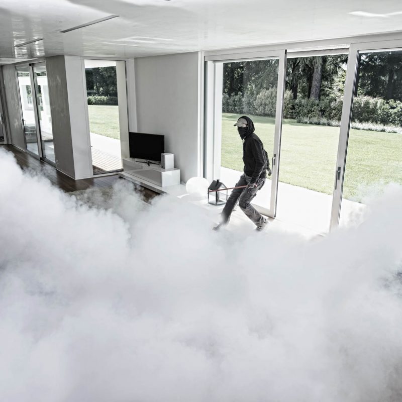 σύστημα αντικλεπτικής ομίχλης, καπνός για κλέφτες, μηχανή παραγωγής ομίχλης καπνού