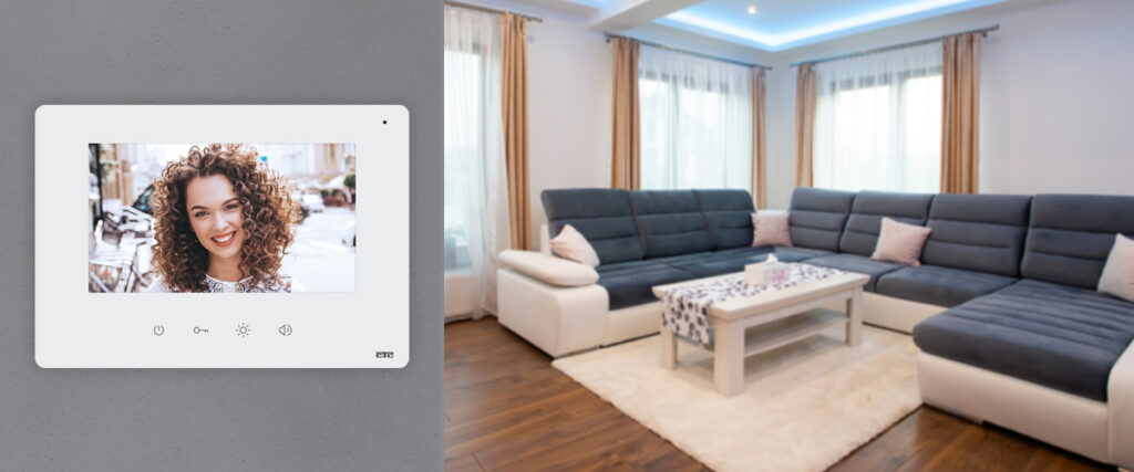 θυροτηλεοράσεις σύγχρονων κατοικιών, οθόνη υψηλής ανάλυσης. έγχρωμο monitor